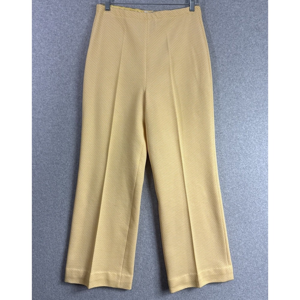 Country sophisticates pants womens 28" yellow patterned pull on wide leg flare